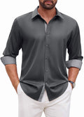 Mens Long Sleeve Stretch Dress Shirts Casual Button Down Shirt